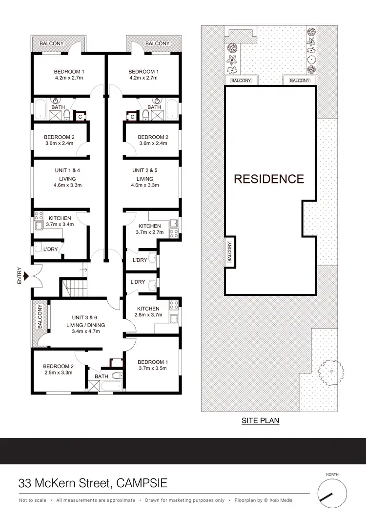 Floorplan of Homely block of units listing, 1-6/33 McKern St, Campsie NSW 2194