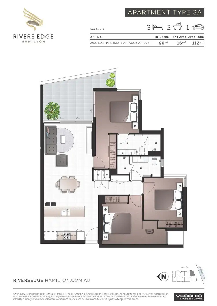 Floorplan of Homely apartment listing, 402/8 Hunt Street, Hamilton QLD 4007