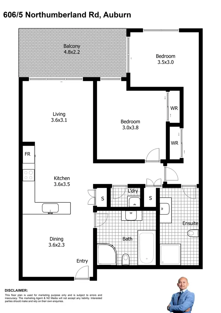 Floorplan of Homely apartment listing, 606/5 Northumberland Road, Auburn NSW 2144