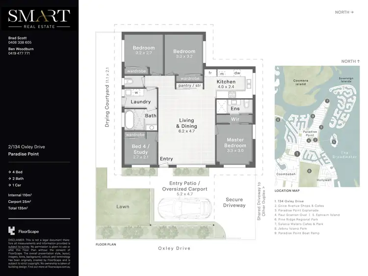 Floorplan of Homely semi-detached listing, 2/134 Oxley Drive, Paradise Point QLD 4216
