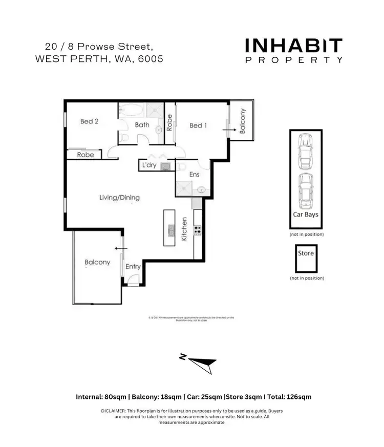 Floorplan of Homely apartment listing, 20/8 Prowse Street, West Perth WA 6005