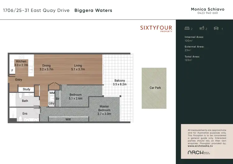 Floorplan of Homely apartment listing, 1706/25 EAST QUAY DRIVE, Biggera Waters QLD 4216