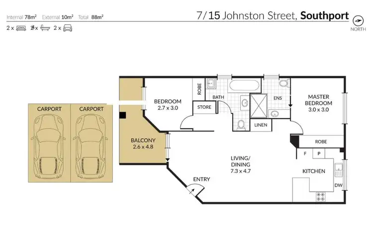Floorplan of Homely apartment listing, 7/13 JOHNSTON STREET, Southport QLD 4215