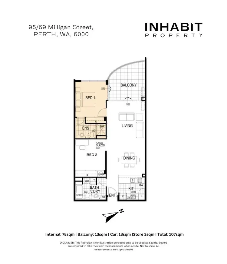 Floorplan of Homely apartment listing, 95/69 Milligan Street, Perth WA 6000