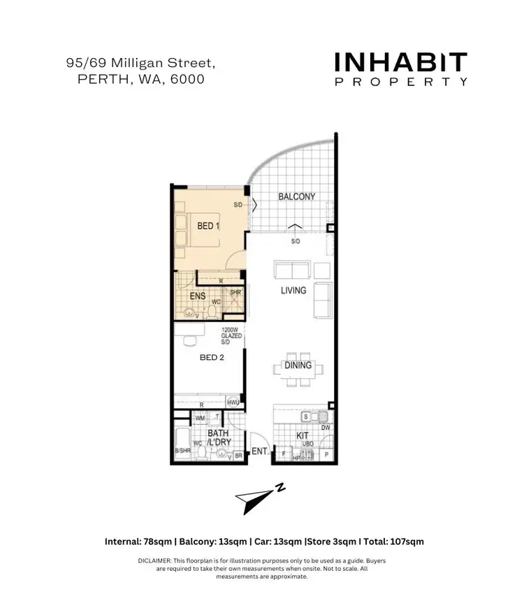 Floorplan of Homely apartment listing, 95/69 Milligan Street, Perth WA 6000