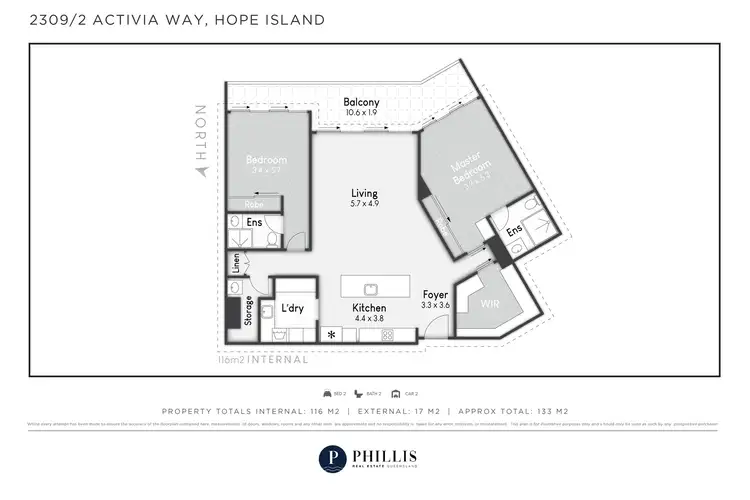 Floorplan of Homely unit listing, 2309/2 Activa Way, Hope Island QLD 4212