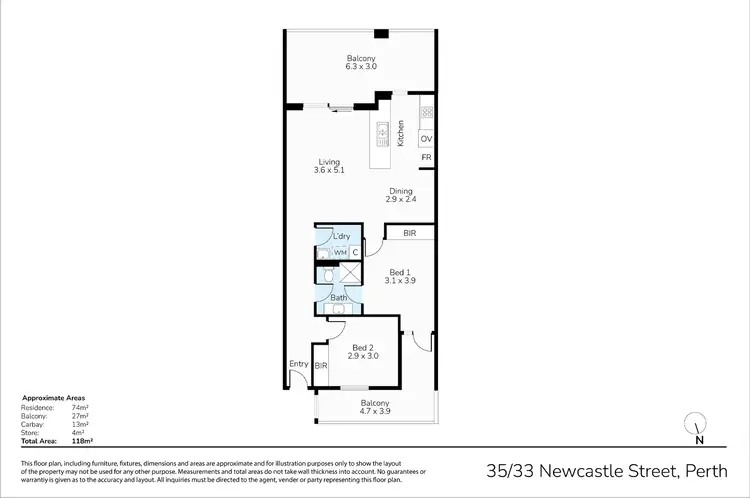 Floorplan of Homely apartment listing, 35/33 Newcastle Street, Perth WA 6000