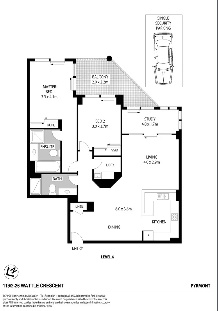 Floorplan of Homely apartment listing, 119/2-26 Wattle Crescent, Pyrmont NSW 2009