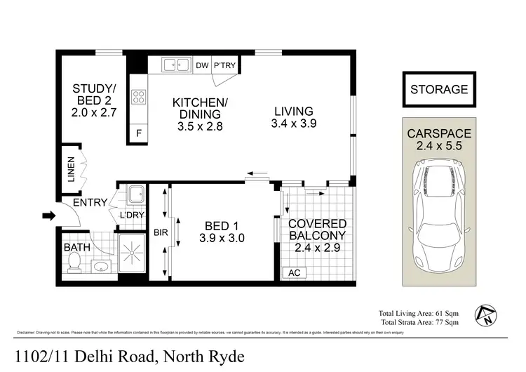 Floorplan of Homely apartment listing, 1102/11 Delhi Road, North Ryde NSW 2113