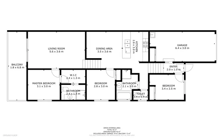 Floorplan of Homely semi-detached listing, 1/6 Kershaw Close, Cranley QLD 4350