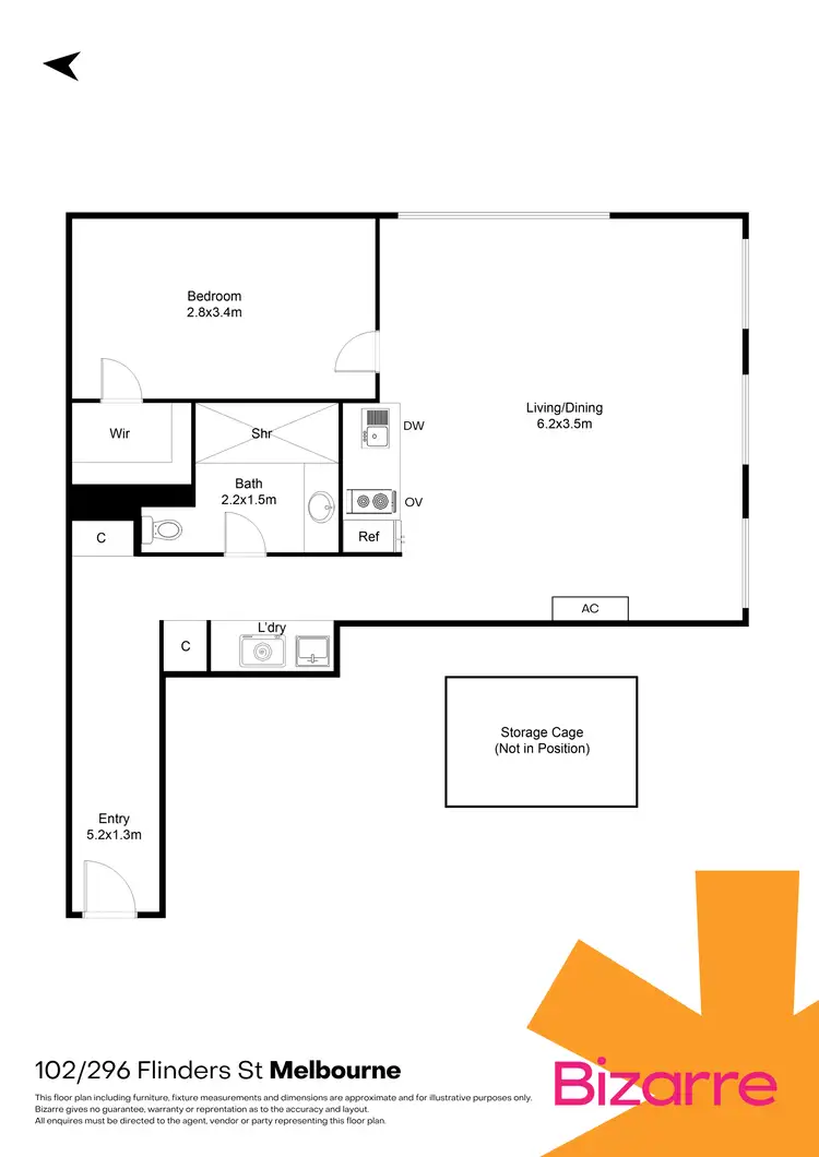 Floorplan of Homely apartment listing, 102/296 Flinders Street, Melbourne VIC 3000