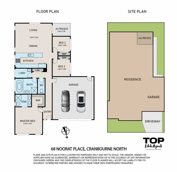 Floorplan of Homely house listing, 68 Noorat Place, Cranbourne North VIC 3977