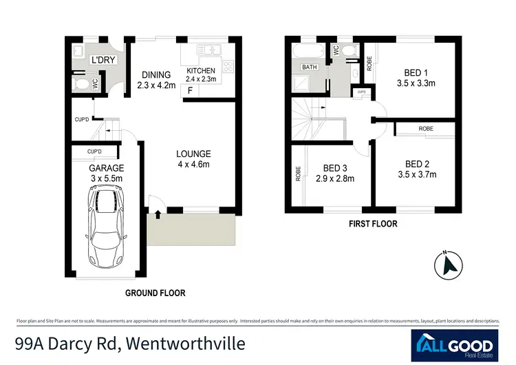Floorplan of Homely semi-detached listing, 99A Darcy Road, Wentworthville NSW 2145