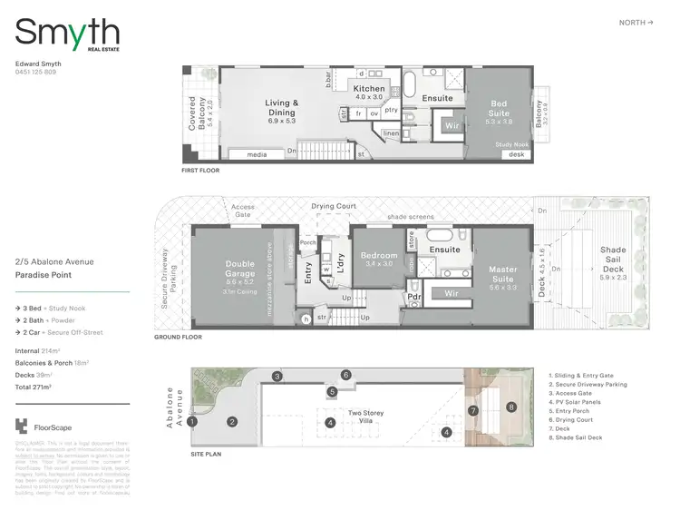 Floorplan of Homely semi-detached listing, 2/5 Abalone Avenue, Paradise Point QLD 4216