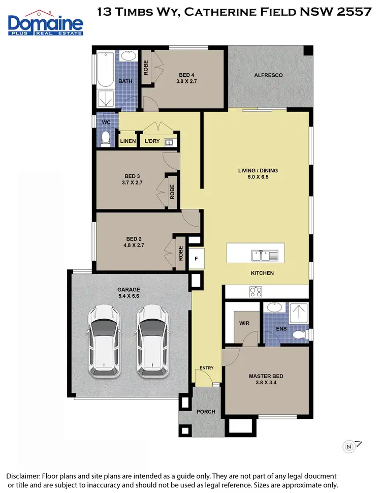 Floorplan of Homely house listing, 13 Timbs Way, Catherine Field NSW 2557