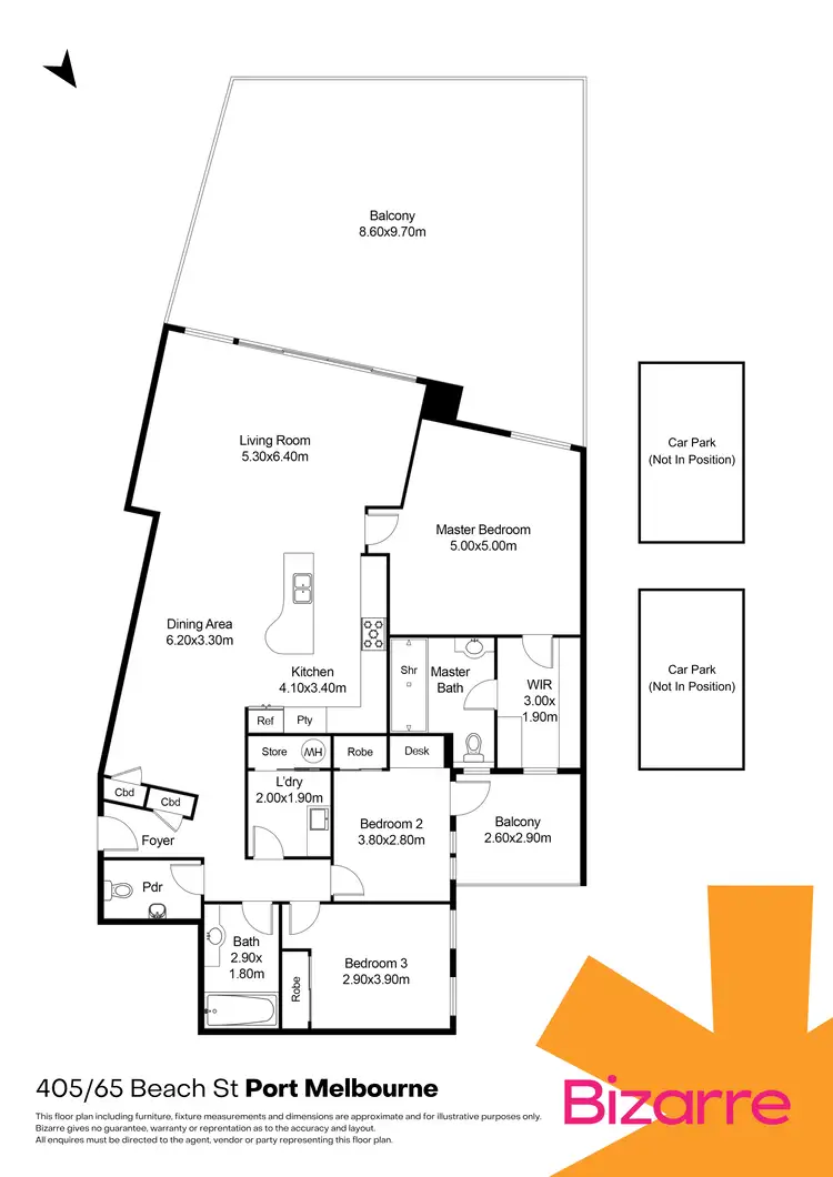Floorplan of Homely apartment listing, 405/65 Beach Street, Port Melbourne VIC 3207