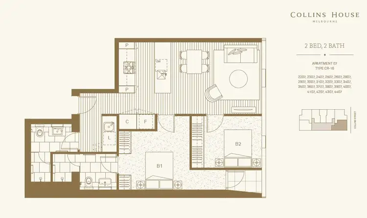 Floorplan of Homely apartment listing, 4107/464 Collins Street, Melbourne VIC 3000