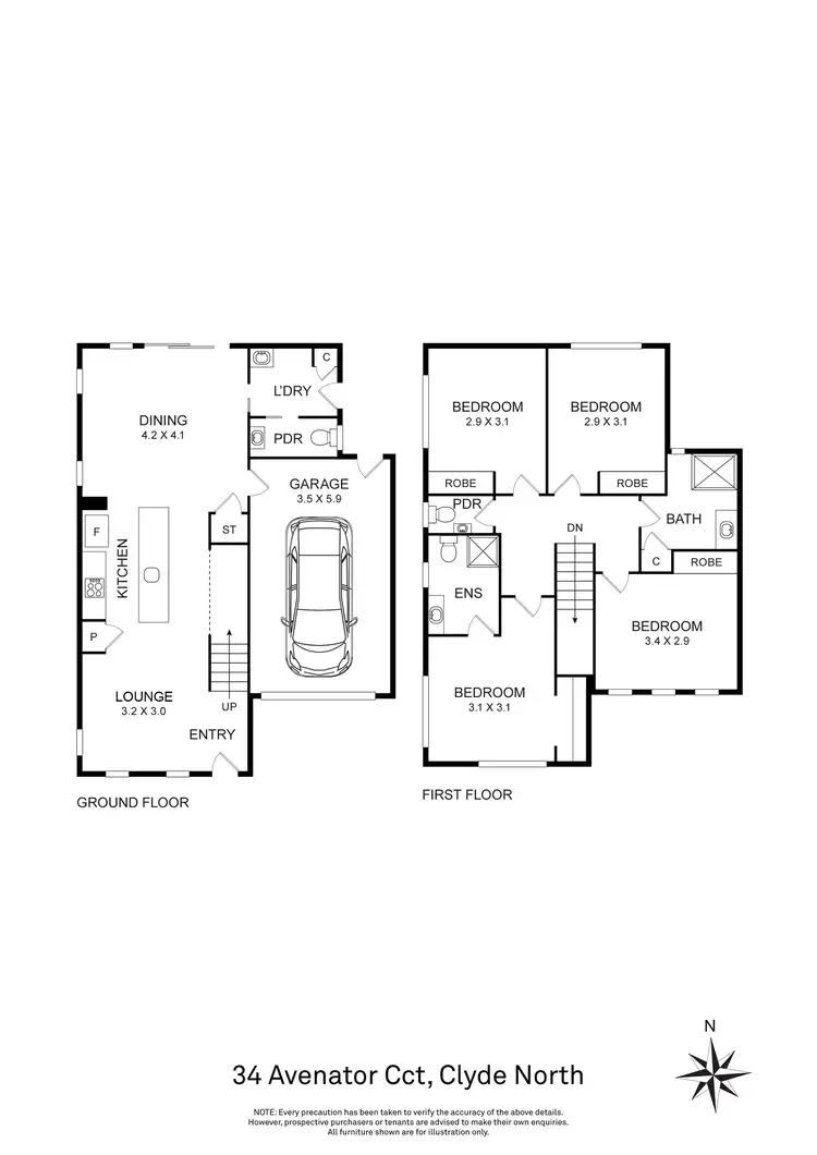 Floorplan of Homely townhouse listing, 34 Avenator Circuit, Clyde North VIC 3978