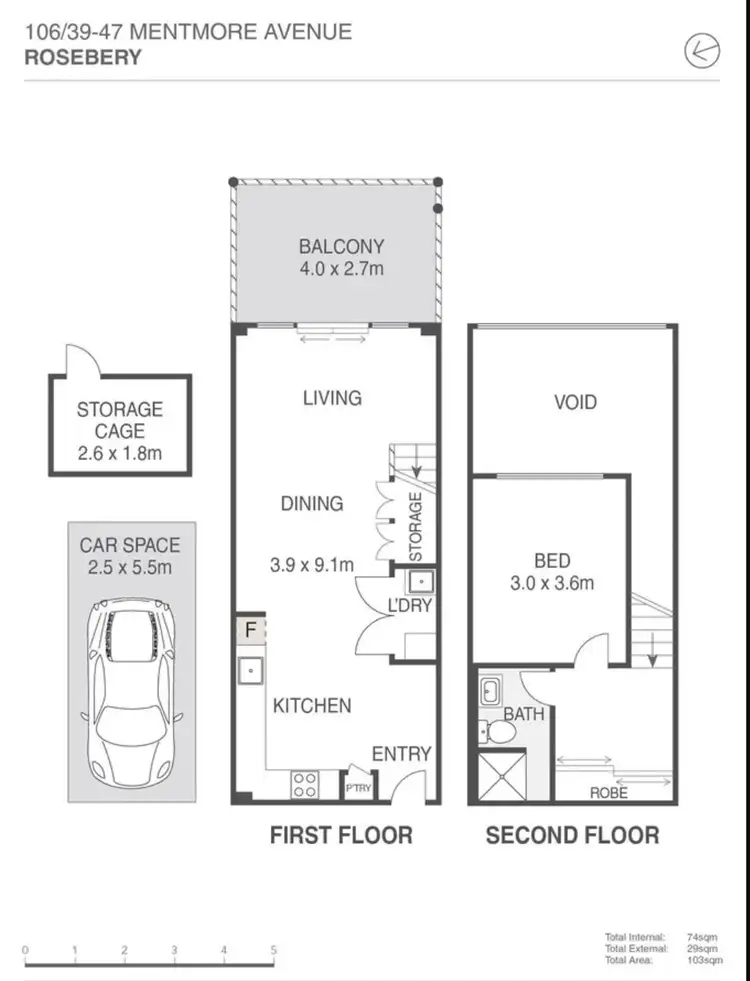 Floorplan of Homely apartment listing, 106/39-47 Mentmore Avenue, Rosebery NSW 2018