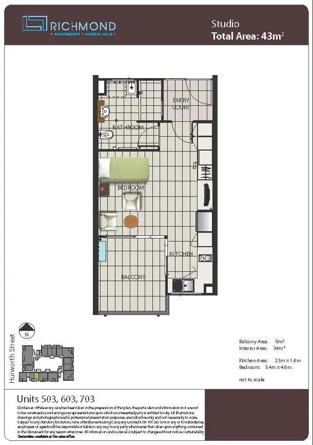 Floorplan of Homely apartment listing, 503/8 Hurworth Street, Bowen Hills QLD 4006