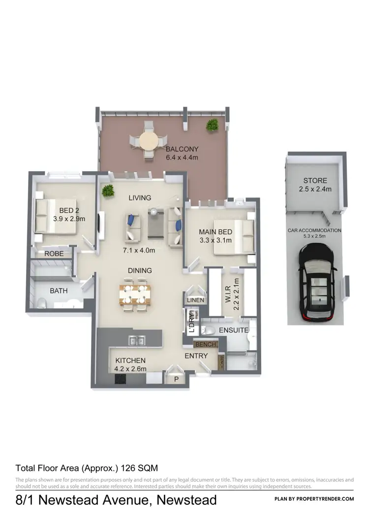 Floorplan of Homely unit listing, 8/1 Newstead Avenue, Newstead QLD 4006