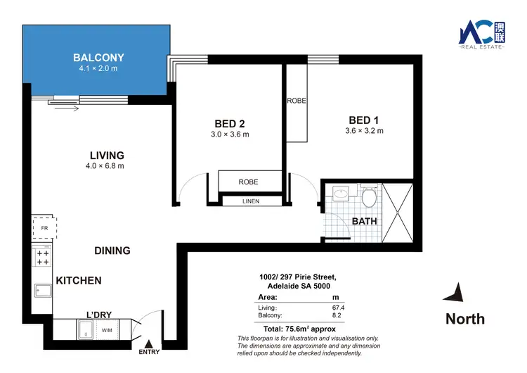 Floorplan of Homely apartment listing, 1002/297 Pirie Street, Adelaide SA 5000