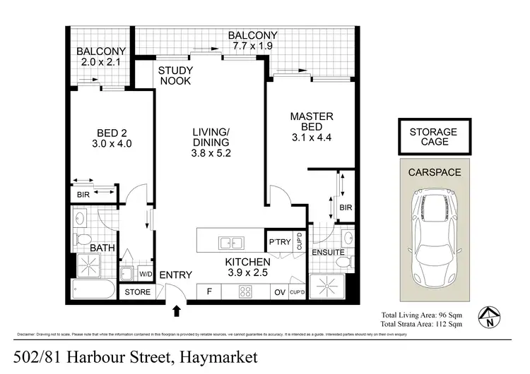 Floorplan of Homely apartment listing, 502/81 Harbour Street, Haymarket NSW 2000