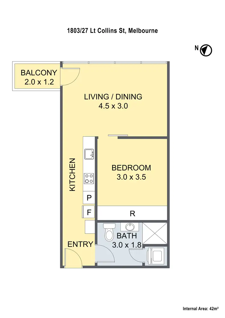 Floorplan of Homely apartment listing, 1803/27 Little Collins Street, Melbourne VIC 3000