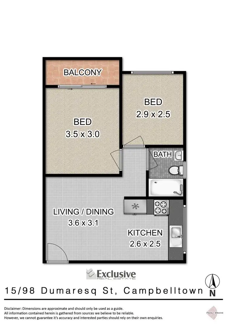 Floorplan of Homely unit listing, 15/98 Dumaresq Street, Campbelltown NSW 2560