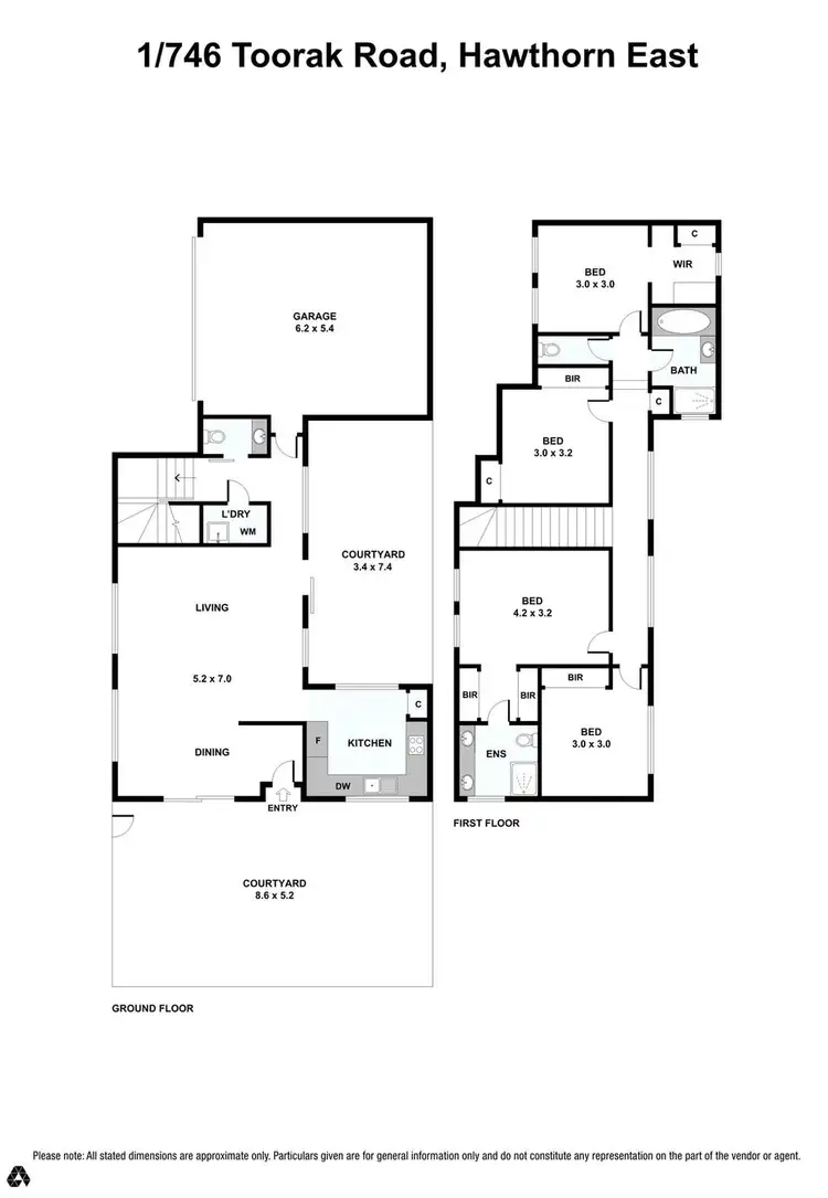 Floorplan of Homely townhouse listing, 1/746 Toorak Road, Hawthorn East VIC 3123