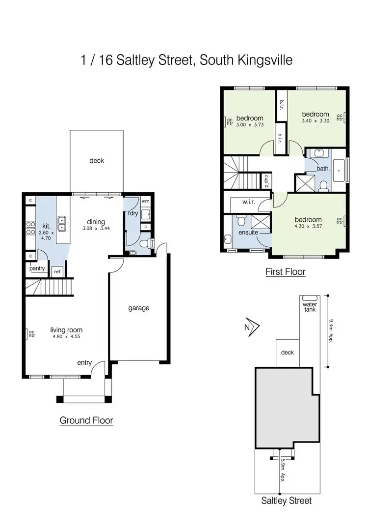 Floorplan of Homely townhouse listing, 1/16 Saltley Street, South Kingsville VIC 3015