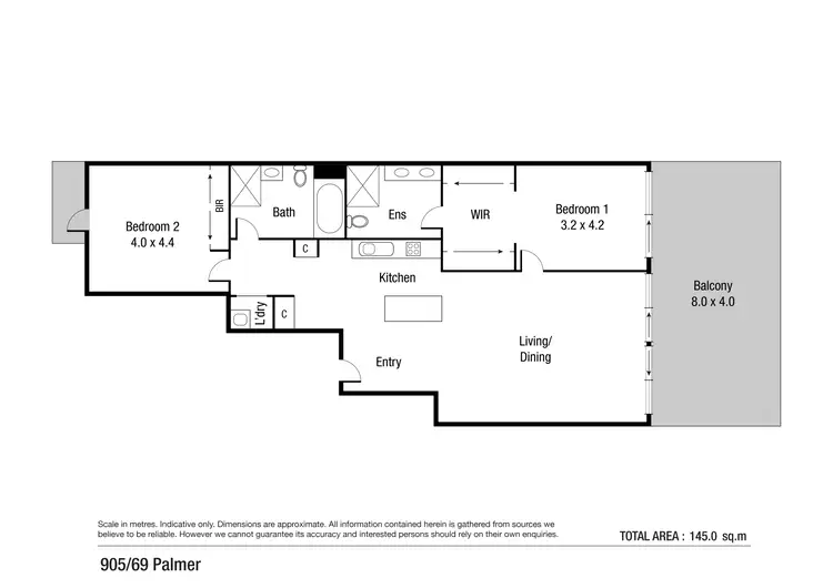 Floorplan of Homely apartment listing, 905/69 Palmer Street, South Townsville QLD 4810