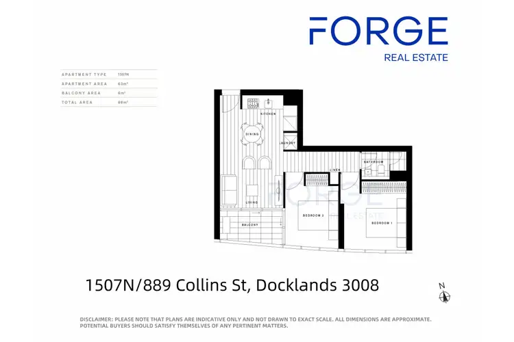 Floorplan of Homely apartment listing, 1507n/889 Collins Street, Docklands VIC 3008