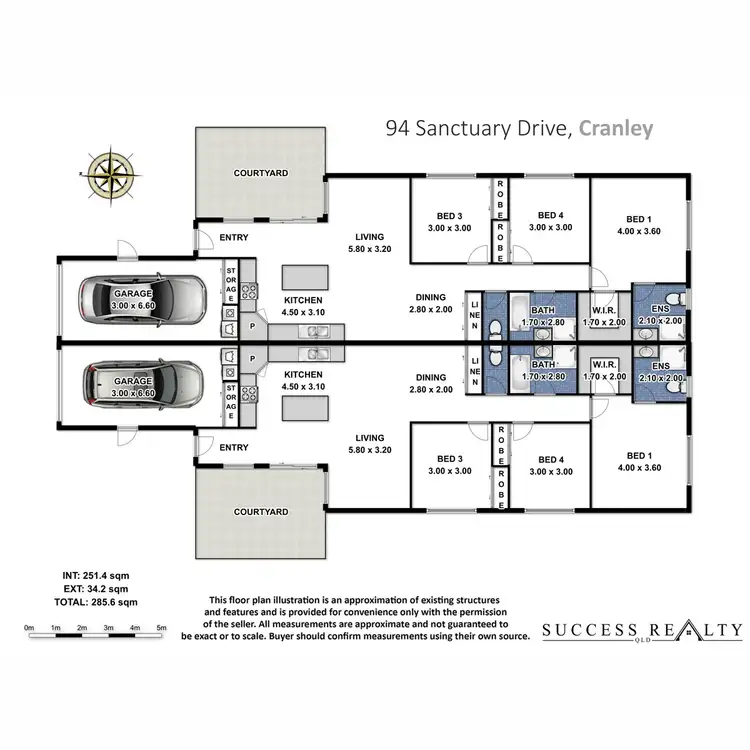 Floorplan of Homely semi-detached listing, 2/94 Sanctuary Drive, Cranley QLD 4350