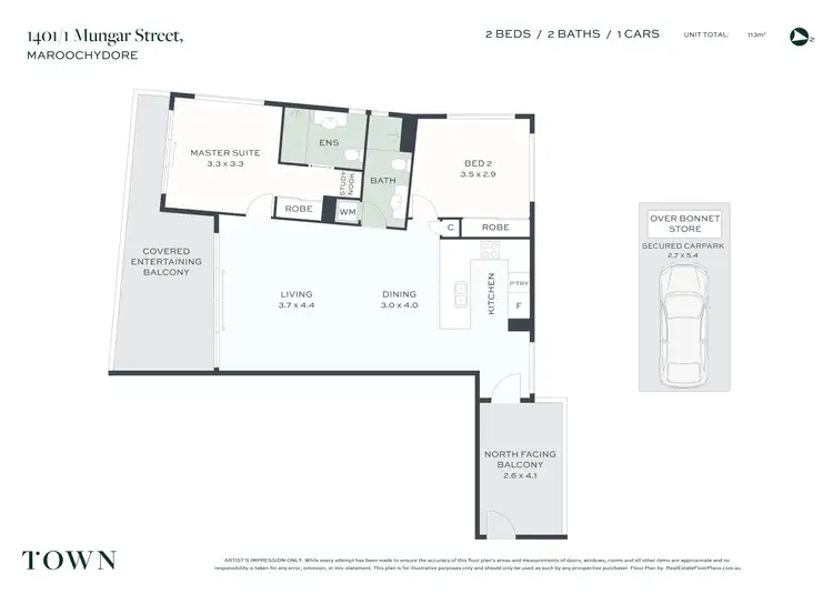 Floorplan of Homely unit listing, 1401/1A Mungar Street, Maroochydore QLD 4558