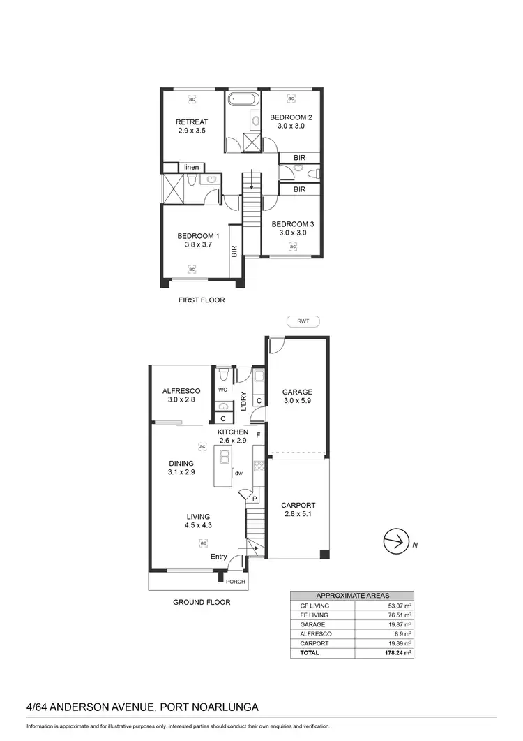 Floorplan of Homely townhouse listing, 4/64 Anderson Avenue, Port Noarlunga SA 5167