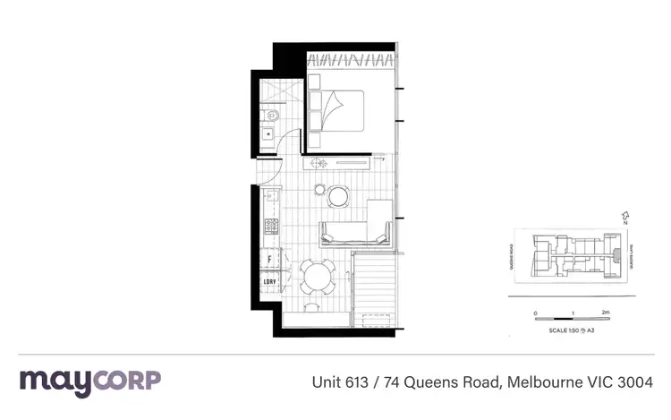 Floorplan of Homely apartment listing, 613/74 Queens Road, Melbourne VIC 3004