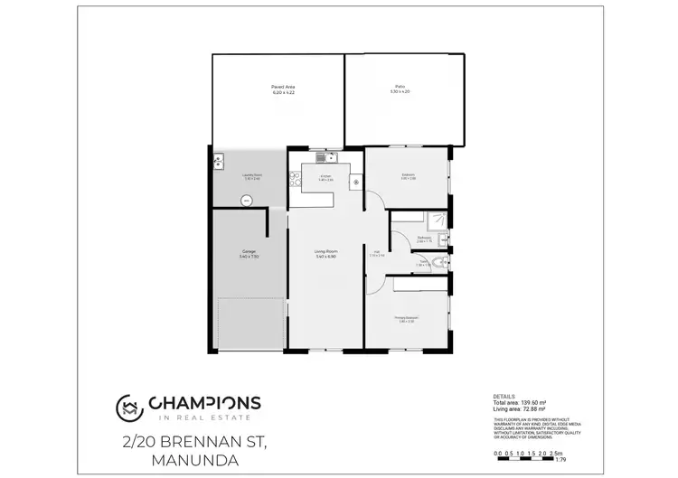 Floorplan of Homely semi-detached listing, 2/20 Brennan Street, Manunda QLD 4870
