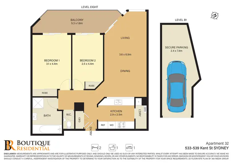 Floorplan of Homely apartment listing, 32/533 Kent Street, Sydney NSW 2000