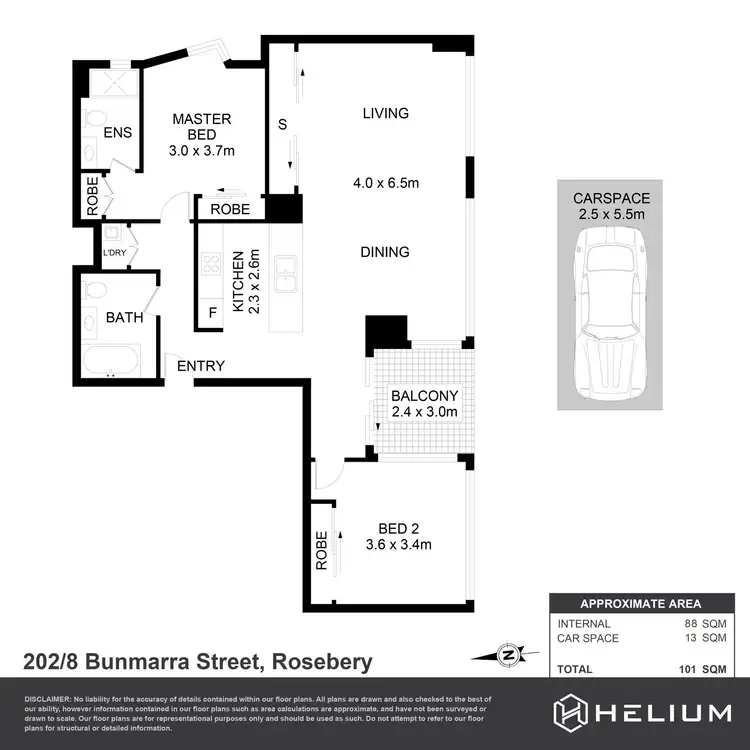 Floorplan of Homely apartment listing, 202/8 Bunmarra Street, Rosebery NSW 2018