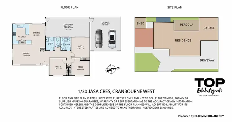 Floorplan of Homely unit listing, 1/30 Jasa Crescent, Cranbourne West VIC 3977