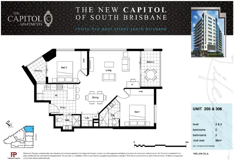 Floorplan of Homely apartment listing, 306/35 Peel Street, South Brisbane QLD 4101