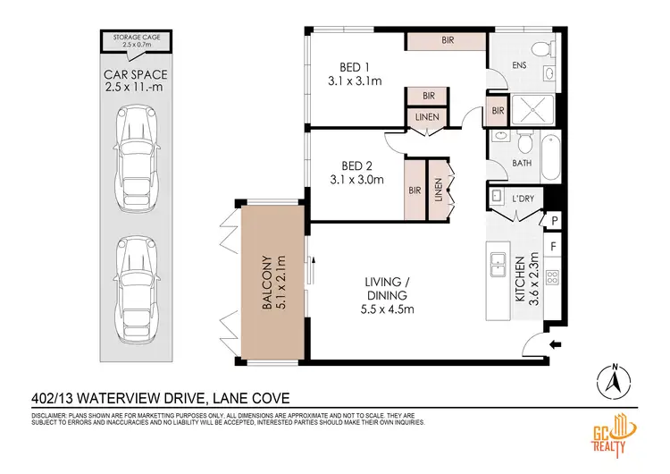 Floorplan of Homely apartment listing, 402/13 Waterview Drive, Lane Cove NSW 2066