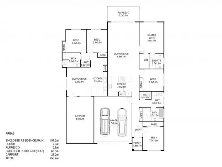 Floorplan of Homely semi-detached listing, 3 Quiamong Court, Bray Park QLD 4500