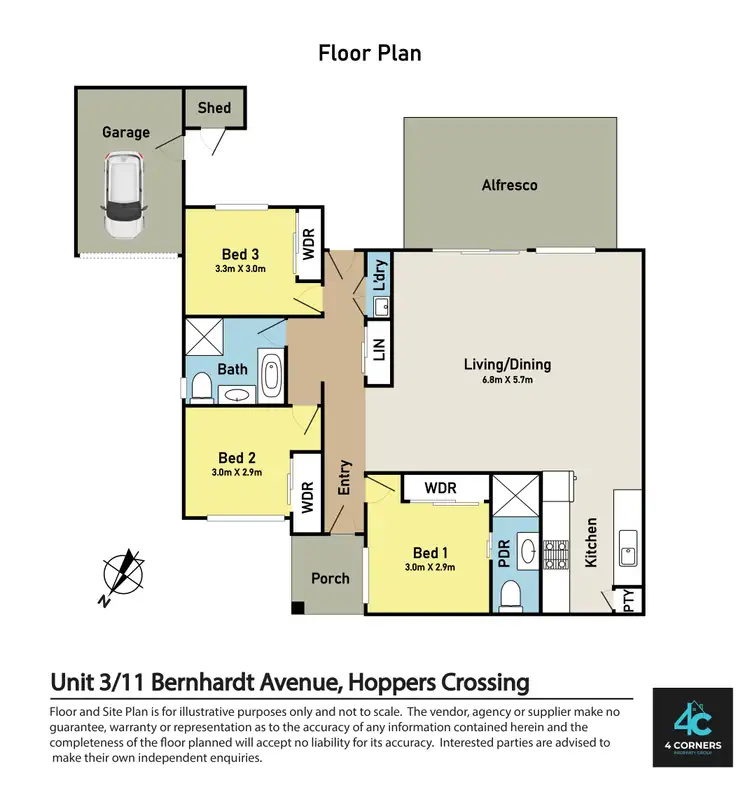 Floorplan of Homely unit listing, 3/11 Bernhardt Avenue, Hoppers Crossing VIC 3029