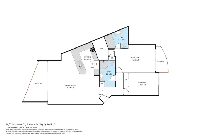 Floorplan of Homely unit listing, 18/7 Mariners Drive, Townsville City QLD 4810