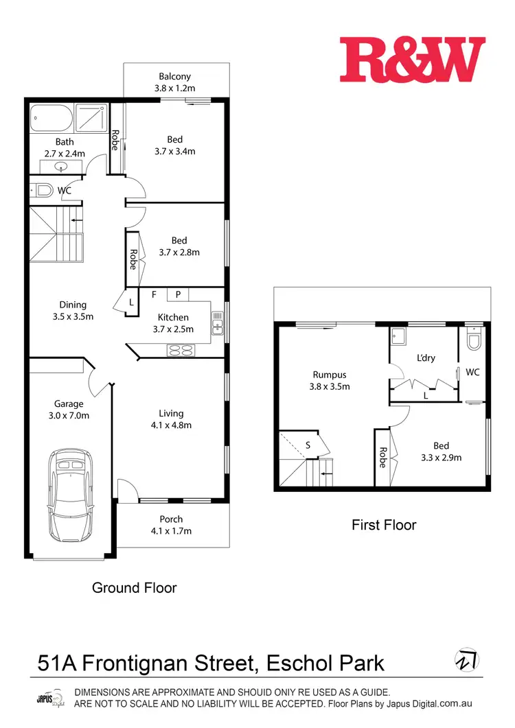 Floorplan of Homely semi-detached listing, 51a Frontignan Street, Eschol Park NSW 2558