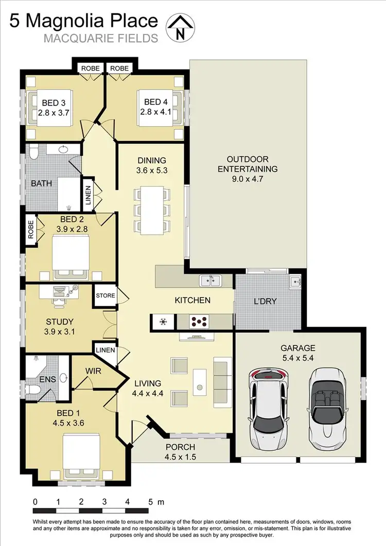 Floorplan of Homely house listing, 5 Magnolia Place, Macquarie Fields NSW 2564