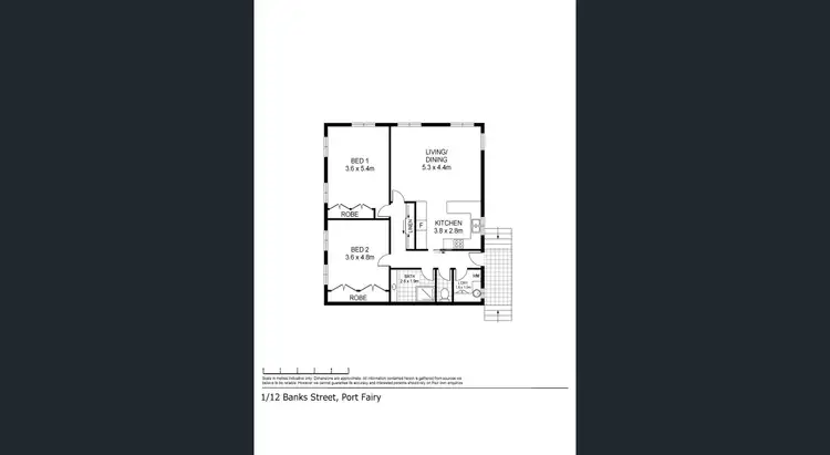 Floorplan of Homely apartment listing, 1/12 Bank Street, Port Fairy VIC 3284