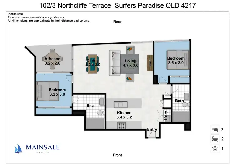 Floorplan of Homely apartment listing, 102/3 Northcliffe Terrace, Surfers Paradise QLD 4217